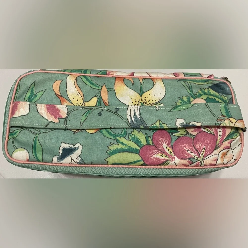 Vintage Trina Cosmetic Organizer Green and Pink Cosmetic Bag - Picture 4 of 10